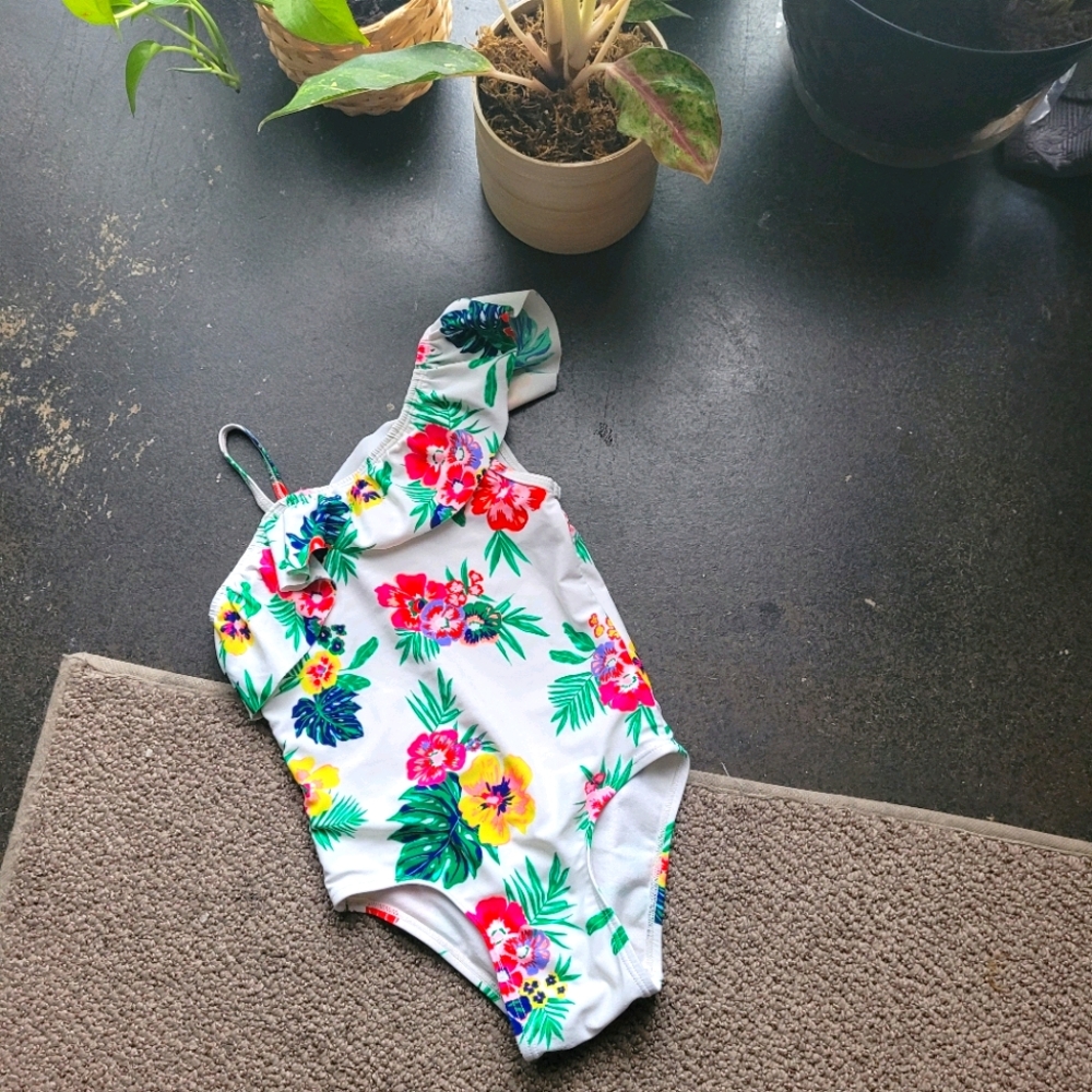 Girls Swimsuit Floral Print Size 4T